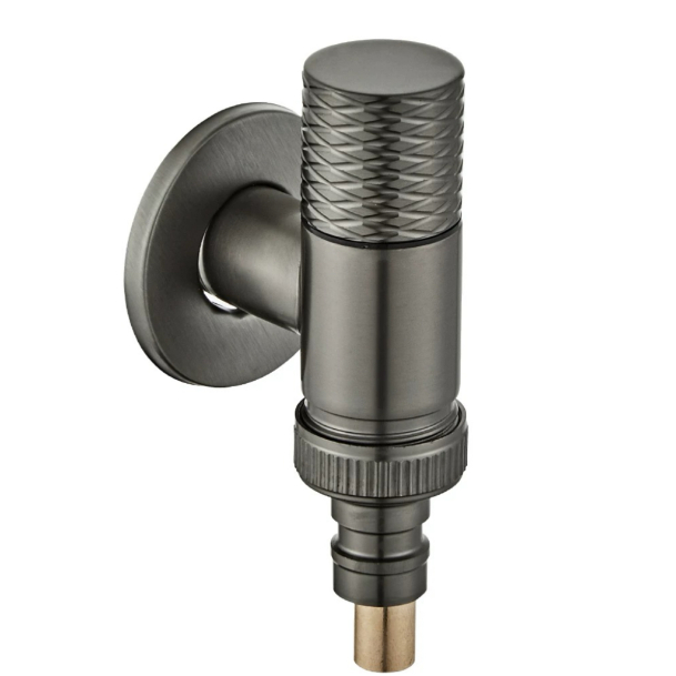 ሽጉጥ ግሬይ Knurled እጀታ የውሃ ማቆሚያ አንግል ቫልቭ