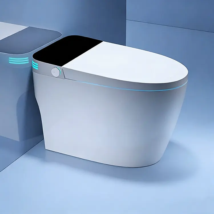 LED ዲጂታል ማሳያ አውቶማቲክ ክዳን Flip-Top Foam Shield Siphon Smart Toilet