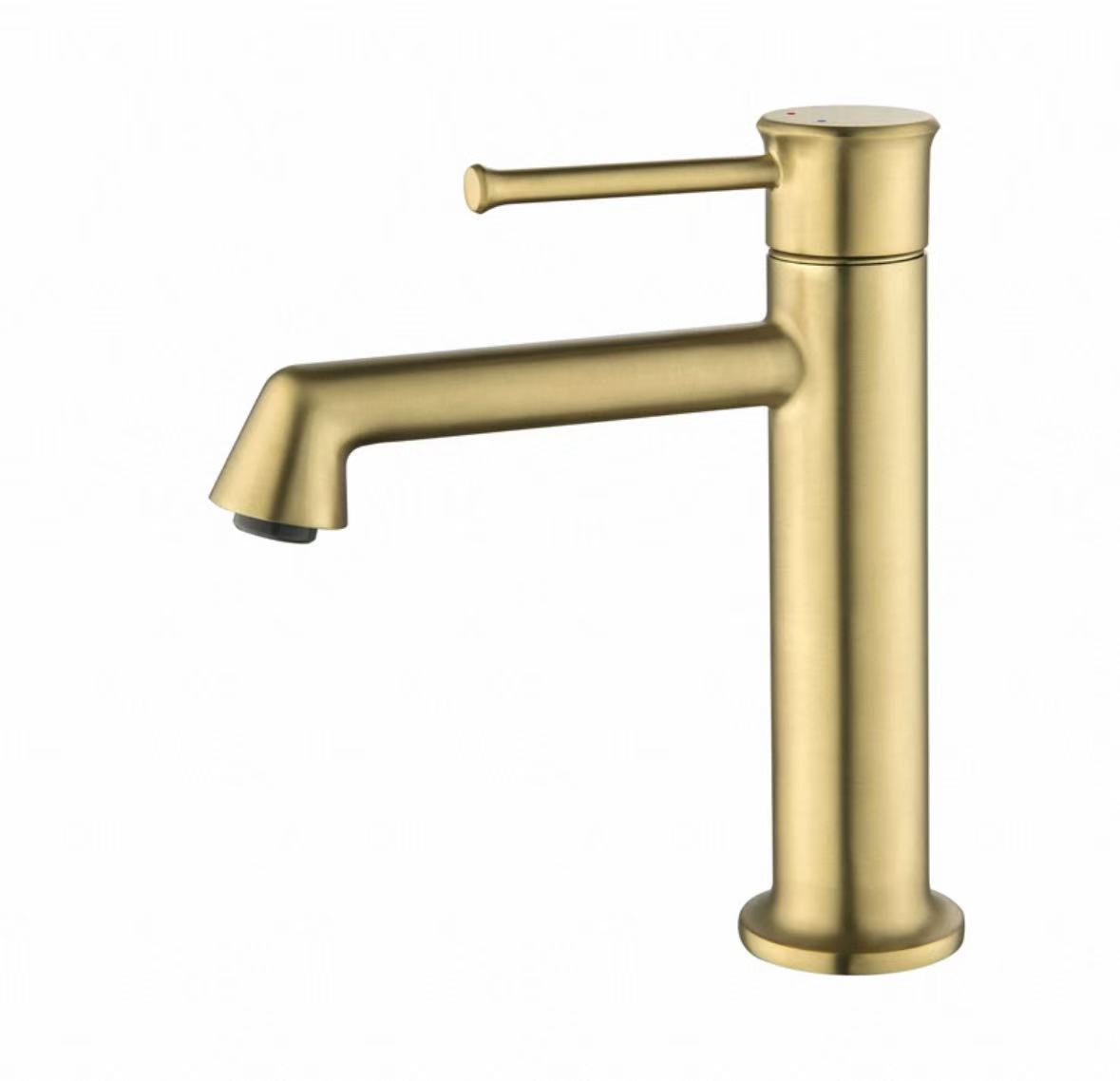 Matte Gold ሲሊንደሪክ ነጠላ መቆጣጠሪያ ቧንቧ