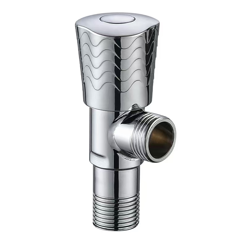 አንጸባራቂ-ጨርስ ብሩህ Chrome Wave ጥለት አንግል ቫልቭ
